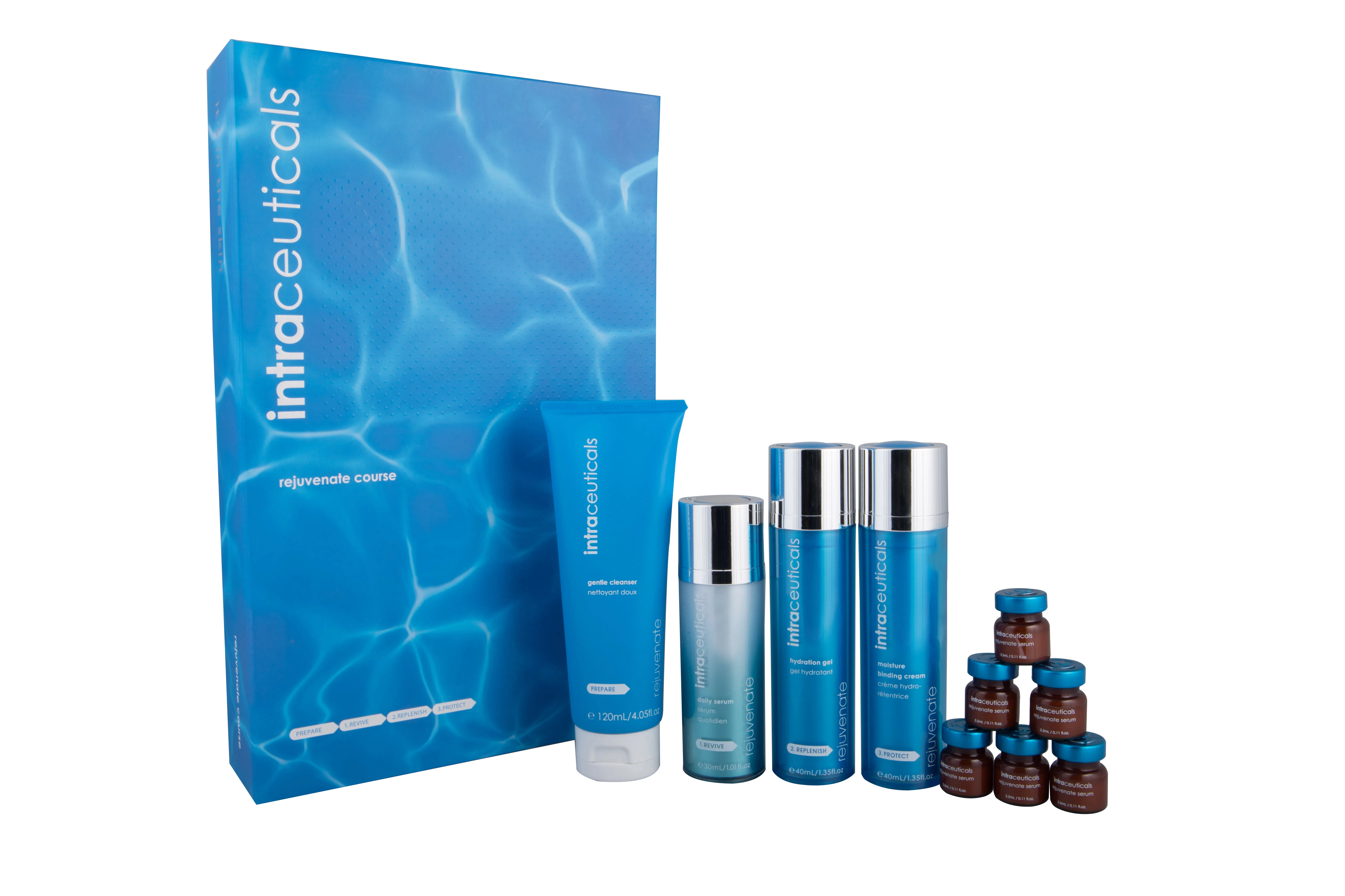 Intraceuticals Rejuvenate skincare course — serums and vials on white